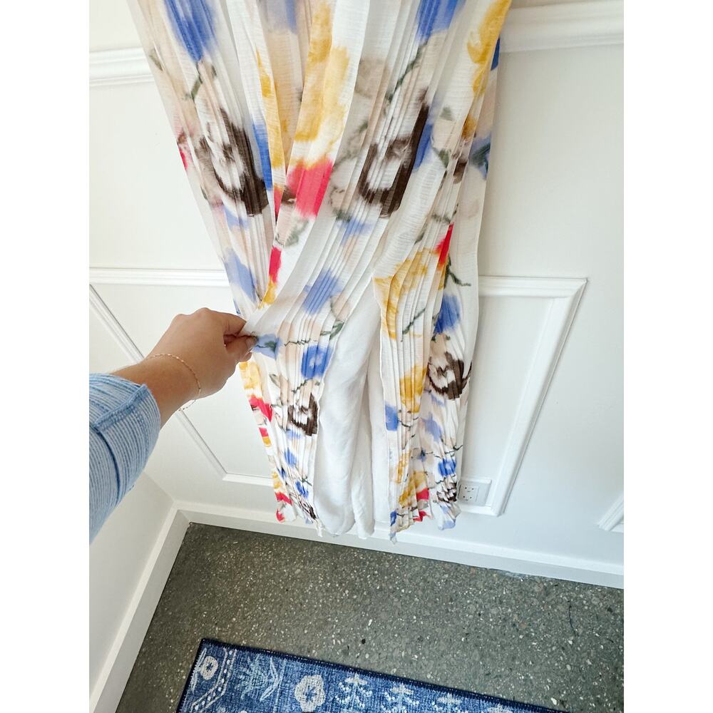 Reiss white floral maxi dress pleasted skirt size 4 - Picture 8 of 11